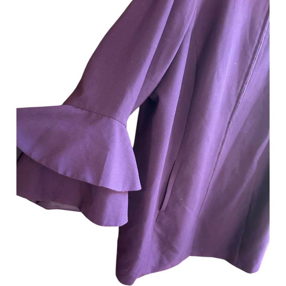 Alfani purple double ruffle sleeve poly rayon spandex jacket lined zipper Sz 3X - Picture 4 of 9